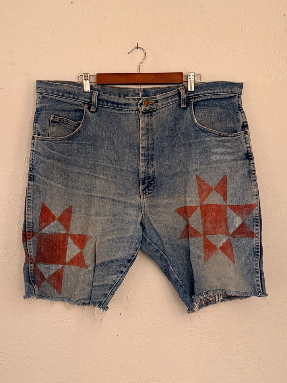 Wrangler Blue Denim Shorts with Red Star Motif